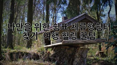 나만을 위한 쉼표, 체류형쉼터 찾기 🏡 #여행 #힐링 #꿀팁
